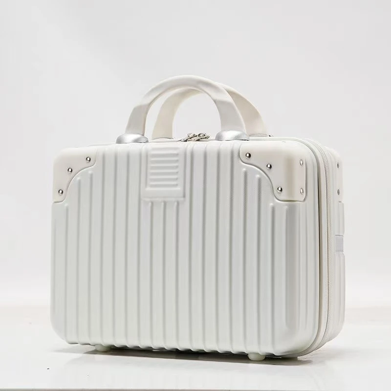 14寸白色旅行箱化妆箱收纳小型旅行行李箱手提箱子旅行箱包ins风