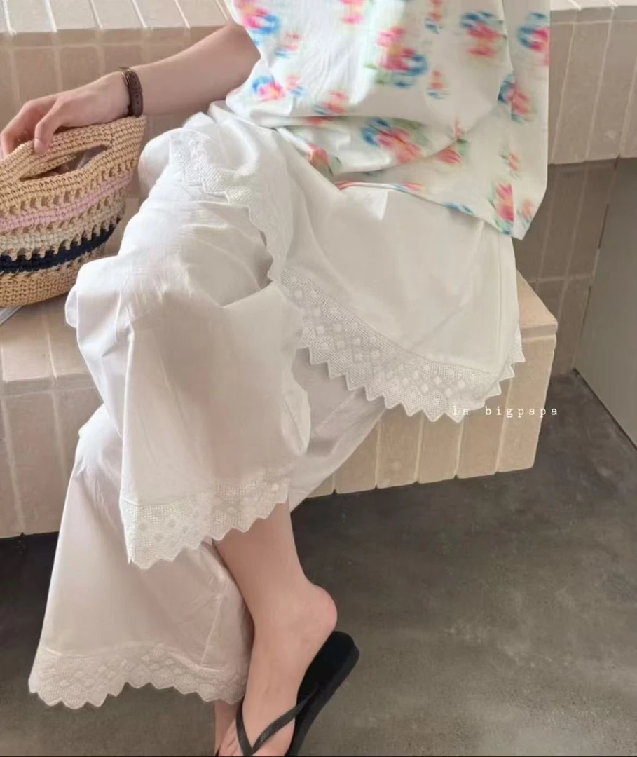 夏季新款女童白色阔腿裤百搭休闲时尚宽松裤子