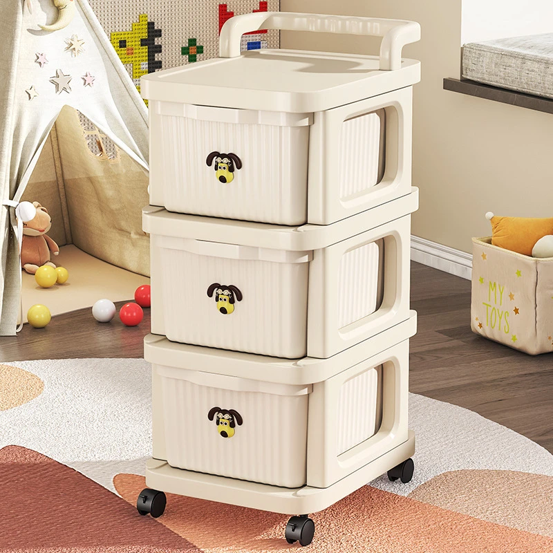 零食收纳柜推车置物架婴儿用品收纳柜家用抽屉式多层可移动收纳架