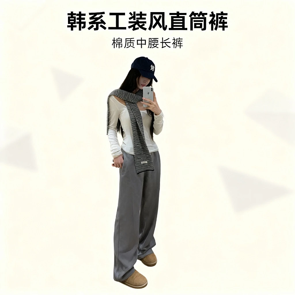 孙恩盛【主推神裤】 韩系秋冬巨重工加绒加厚工装男女休闲卫裤