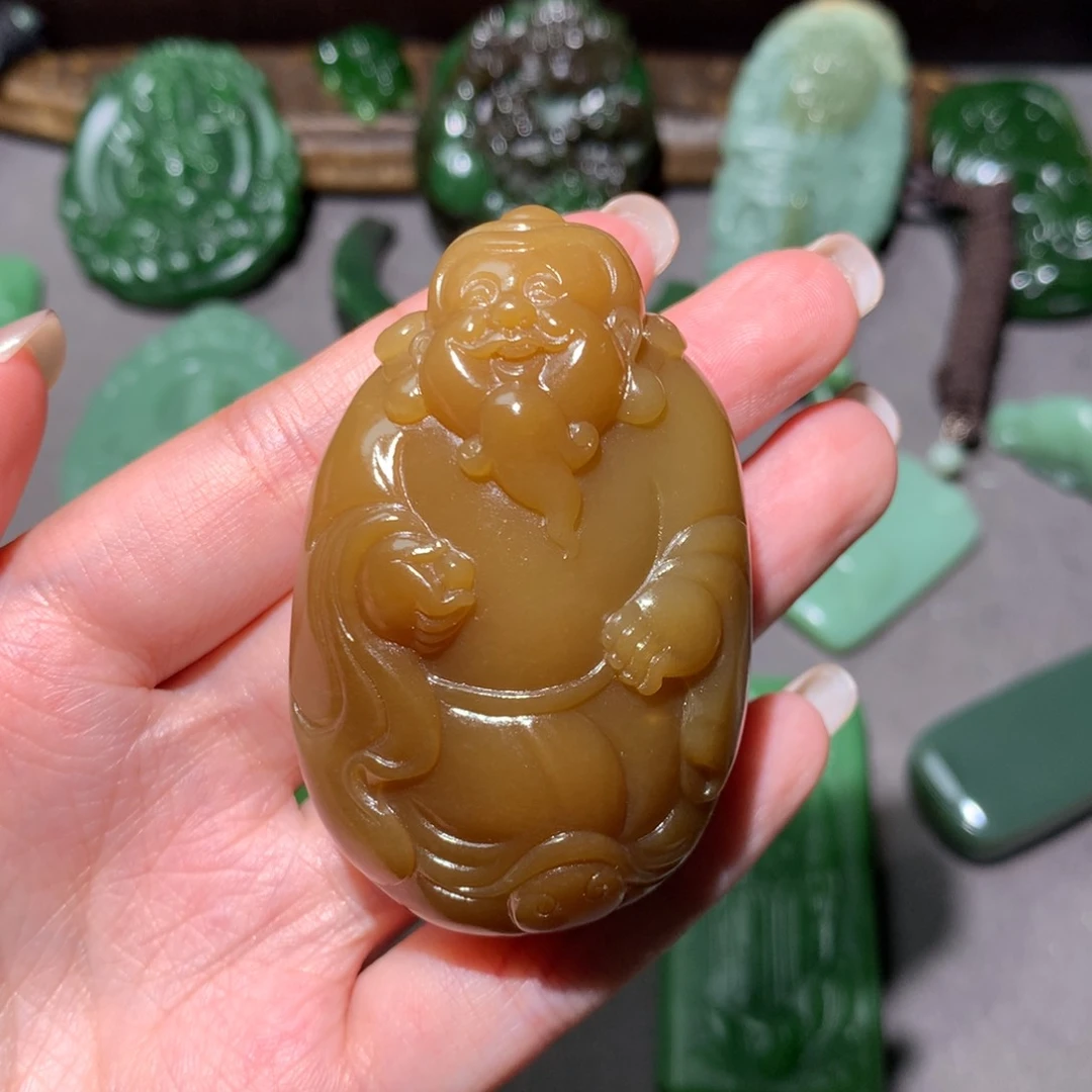 和田玉颈饰银S925镶嵌