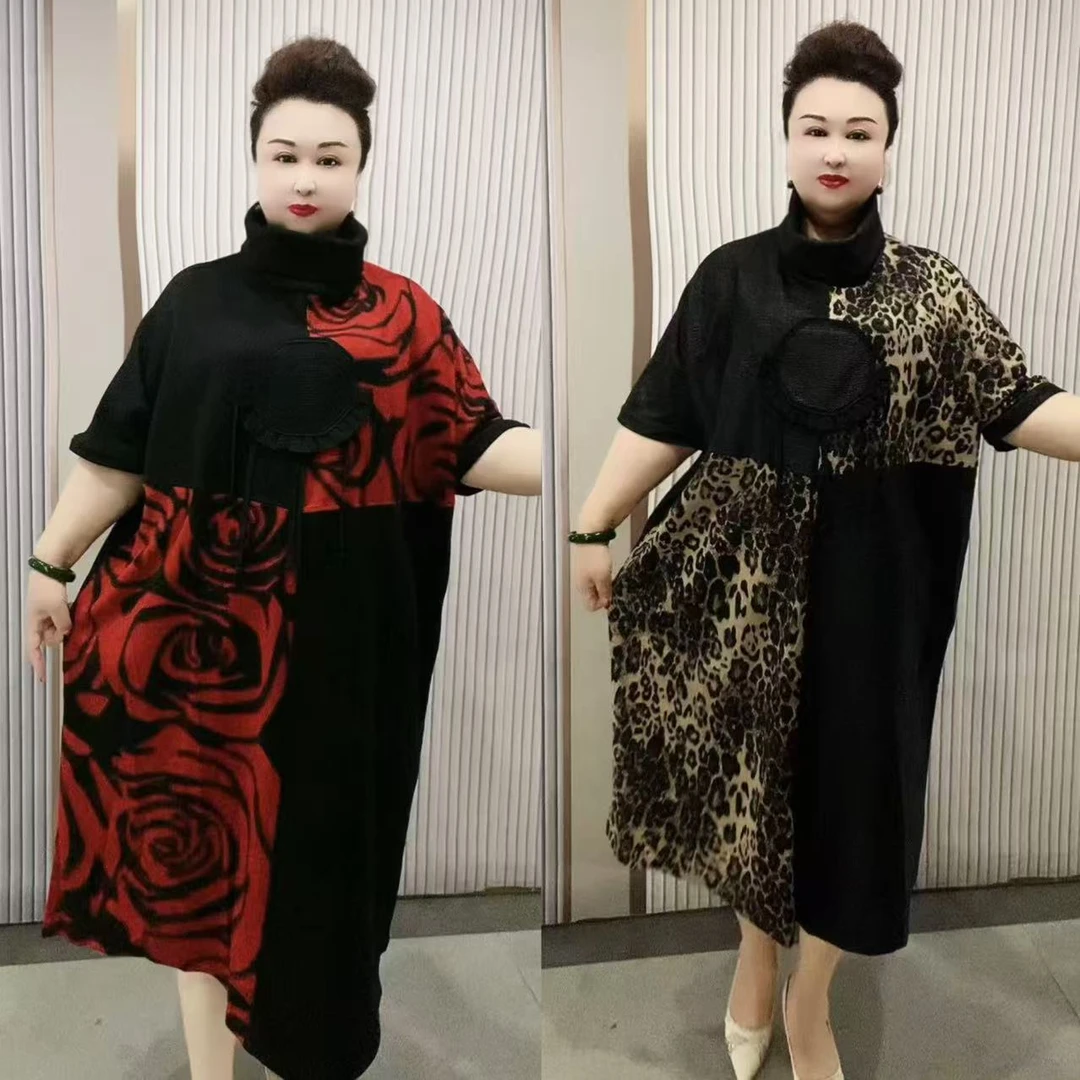 5002款时尚百搭大码洋气连衣裙