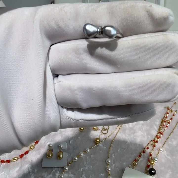 银S925镶嵌海水珍珠戒圈