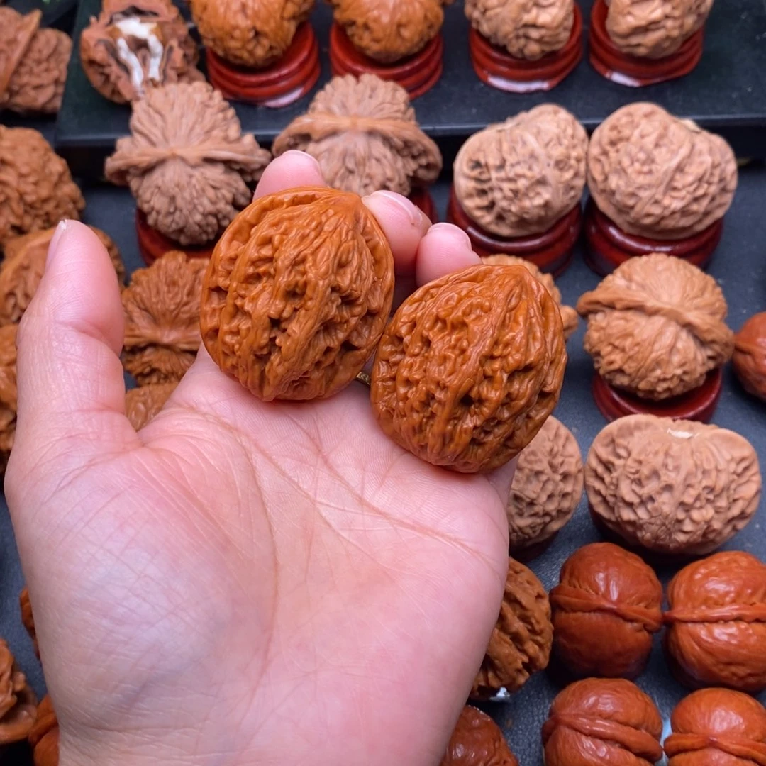 南***蓝把件文玩核桃虎头