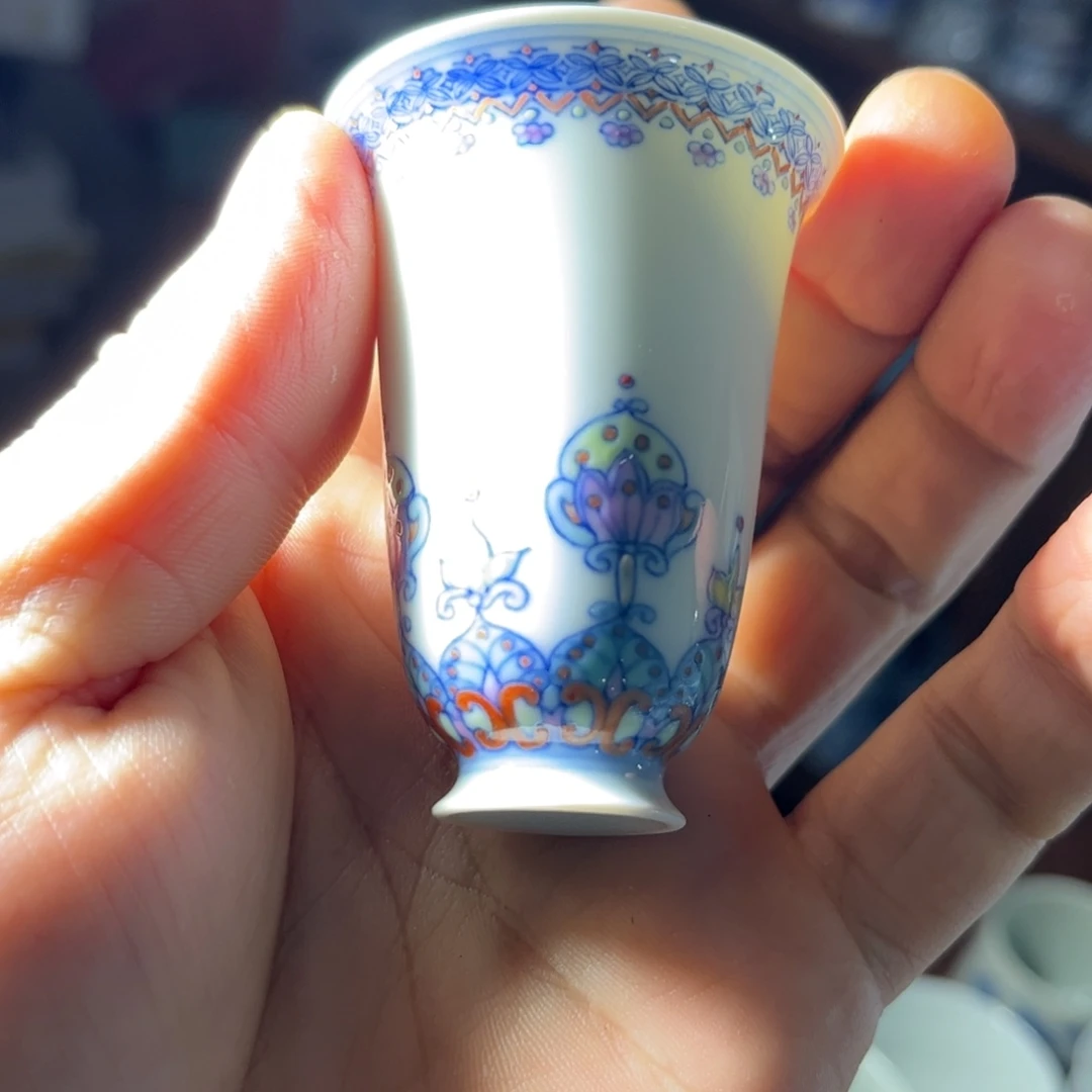 流***蝶杯子手工手绘的陶瓷的
