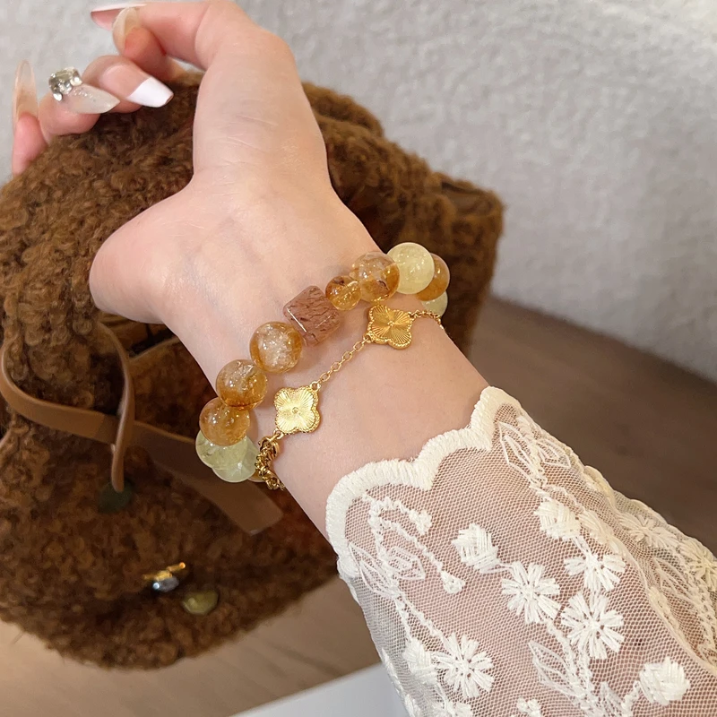 【聚金】11mm黄塔晶+柠檬晶+8mm黄塔晶原创设计天然水晶手链Y253