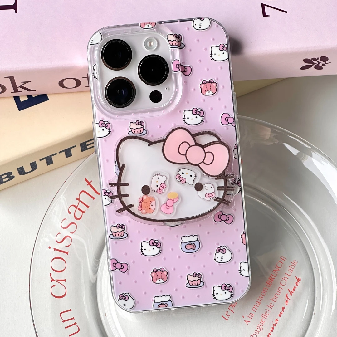 粉色凯蒂猫摇摇乐支架手机壳适用苹果/华为/oppo/vivo/小米硬壳