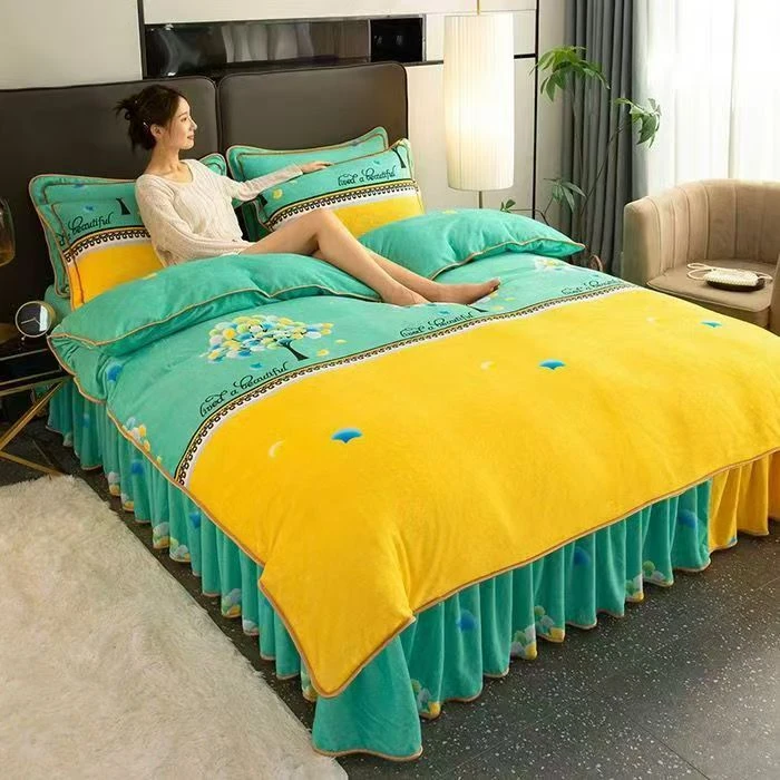 【他她爱】床裙款牛奶绒四件套1983