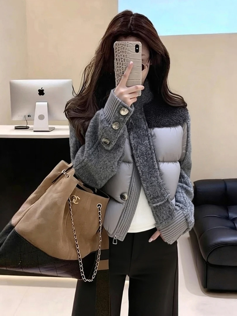 独特漂亮灰色棉服外套2025冬季高级小众不撞款气质收腰加厚短上衣