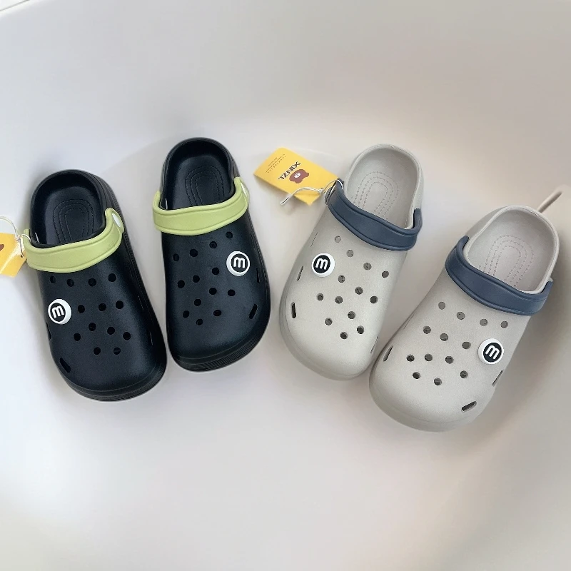 休闲平跟夏季镂空包头透气男女通用防滑踩屎感洞洞鞋拖鞋半拖