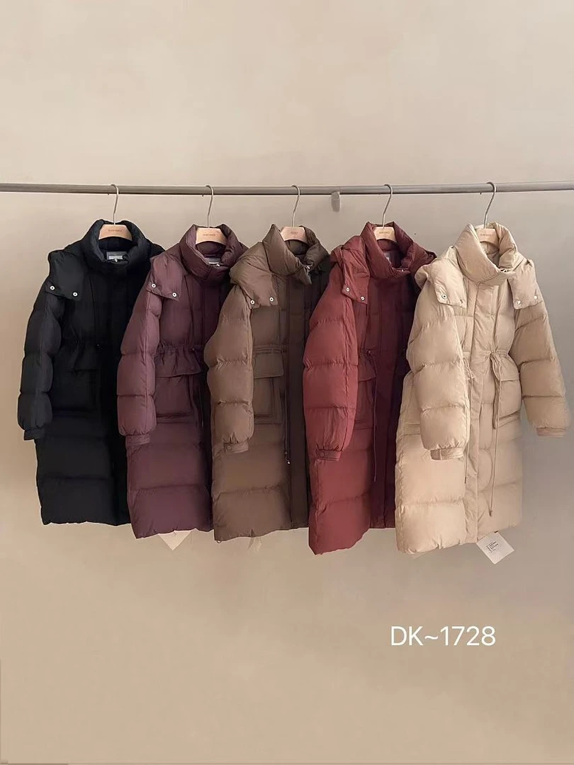 【锦衣服饰】葆伊1728连帽抽绳长款收腰羽绒服