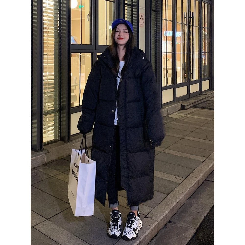 爆款服女中长款过膝2025冬季新款韩版棉袄宽松加厚棉衣外套