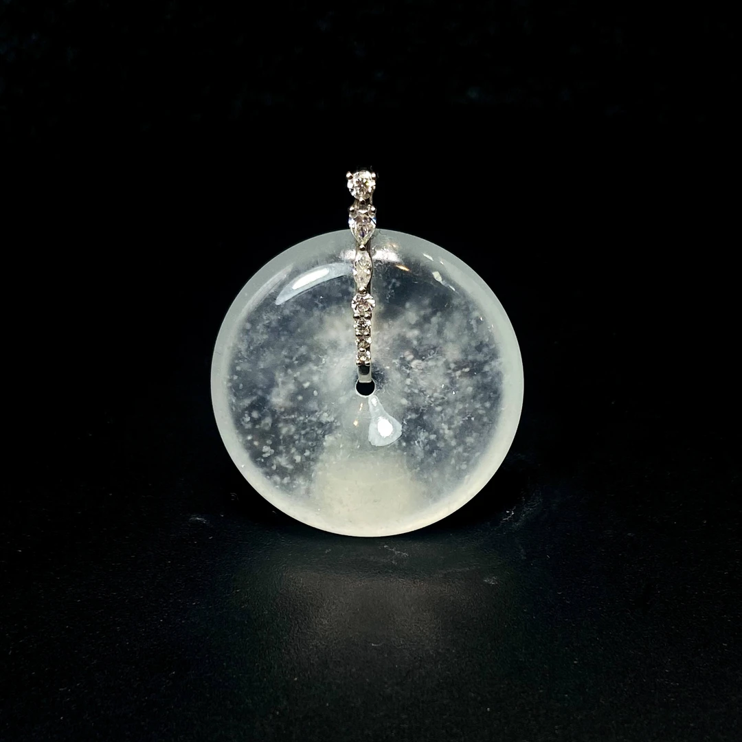 RX26天然缅甸A货翡翠金镶白冰平安扣/096395/北京中保拍卖