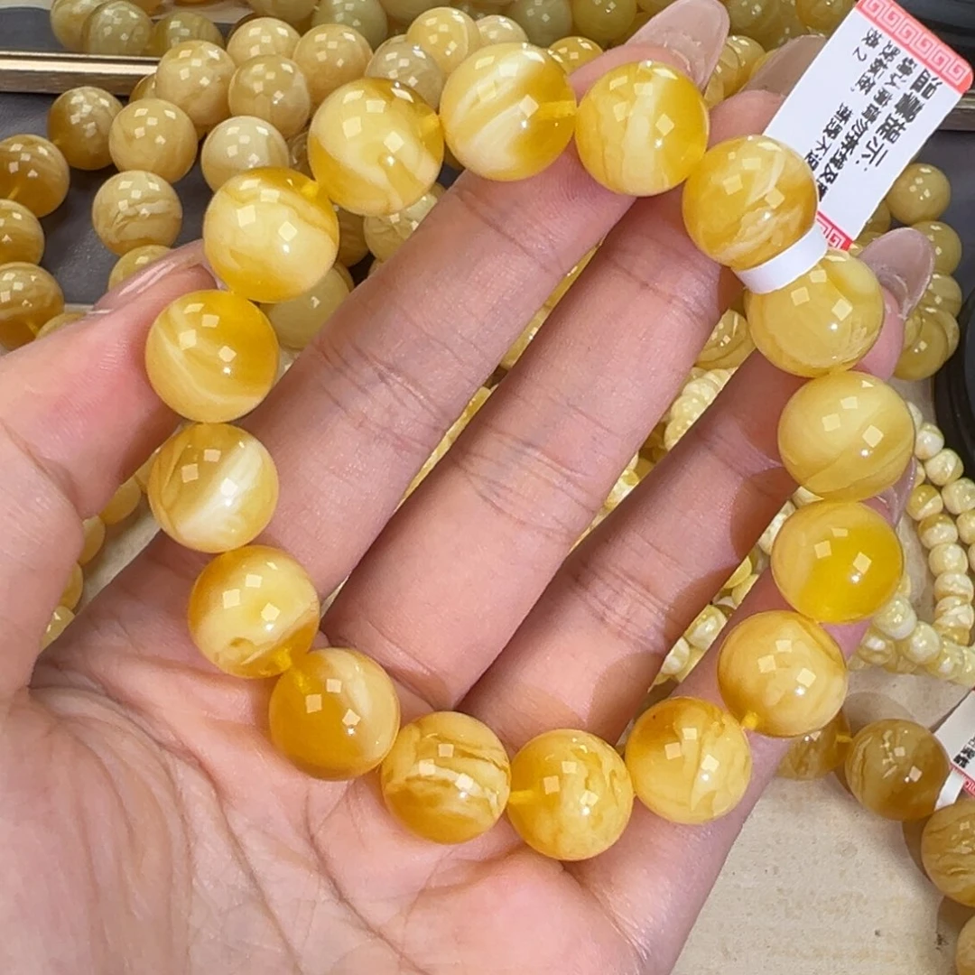 手链琥珀未镶嵌21.2金瓷白