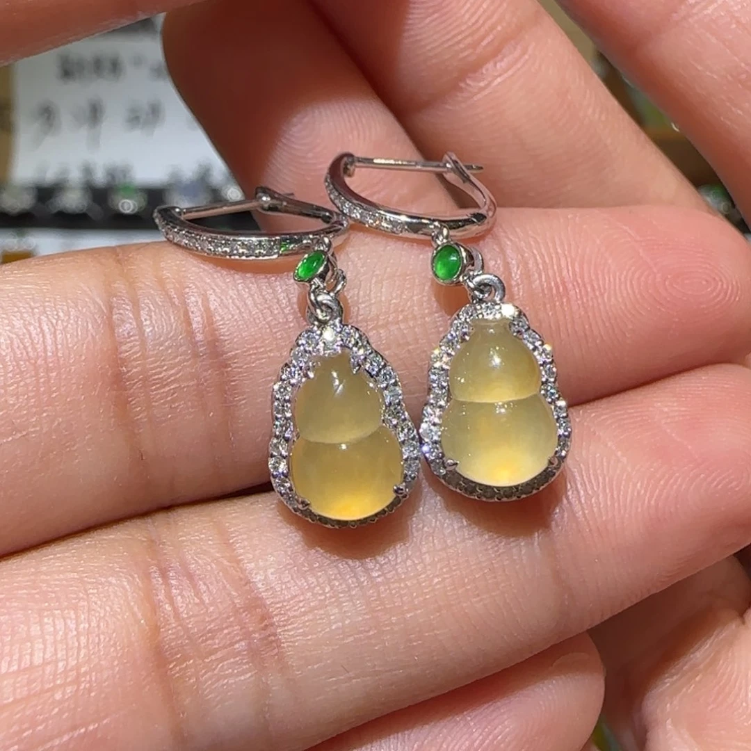 【闪购商品】翡翠耳饰18K金镶嵌天然