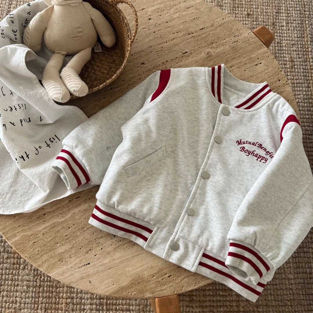 2421X【现货】韩版儿童Mut夹棉棒球服外套