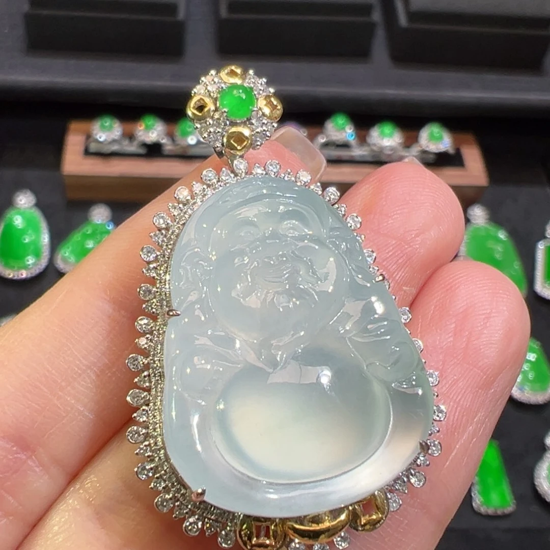 翡翠颈饰18K金镶嵌收到货48小时鉴赏期