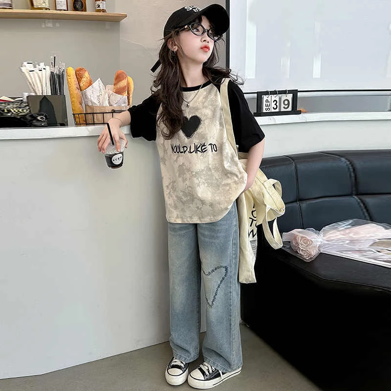 女童短袖t恤纯棉夏装2025洋气女孩中大童半袖上衣夏季