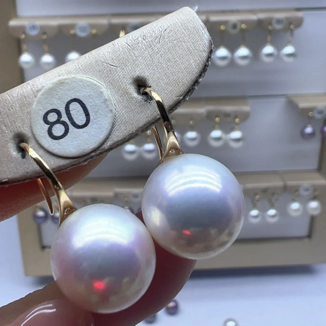 18K金镶嵌淡水珍珠耳饰