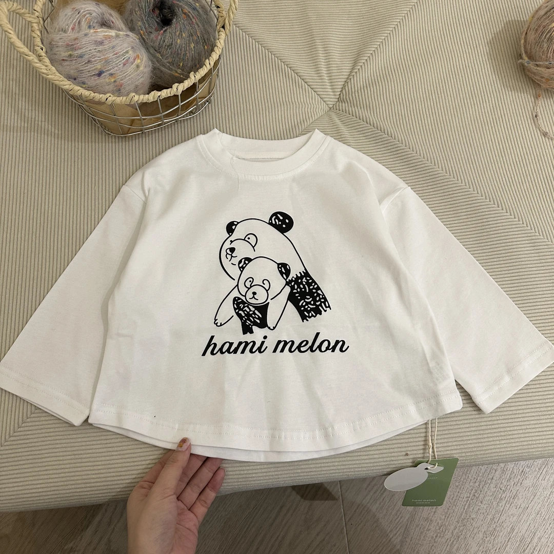 HM032-儿童卡通熊猫打底衫春季新款卡通男童中小童打底T恤