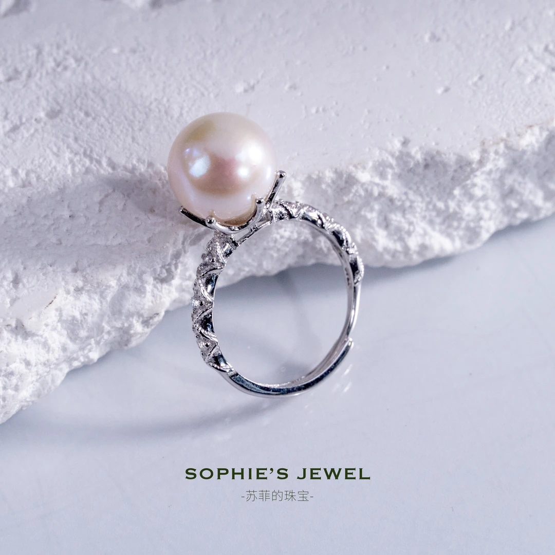 925银淡水珍珠戒指气质款开口可调节10-11mm