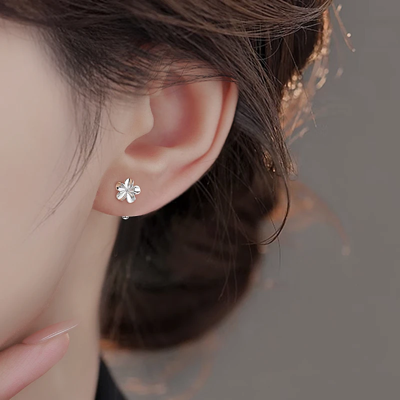 足银耳饰 螺旋栀子花耳环精致百搭轻奢设计感耳饰甜妹小清新耳钉