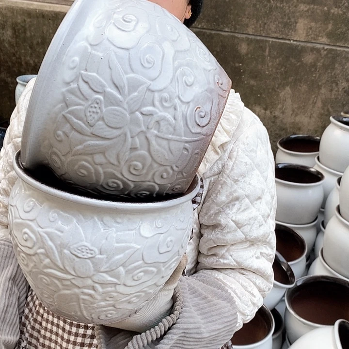 紫砂花盆瑕疵口20高16