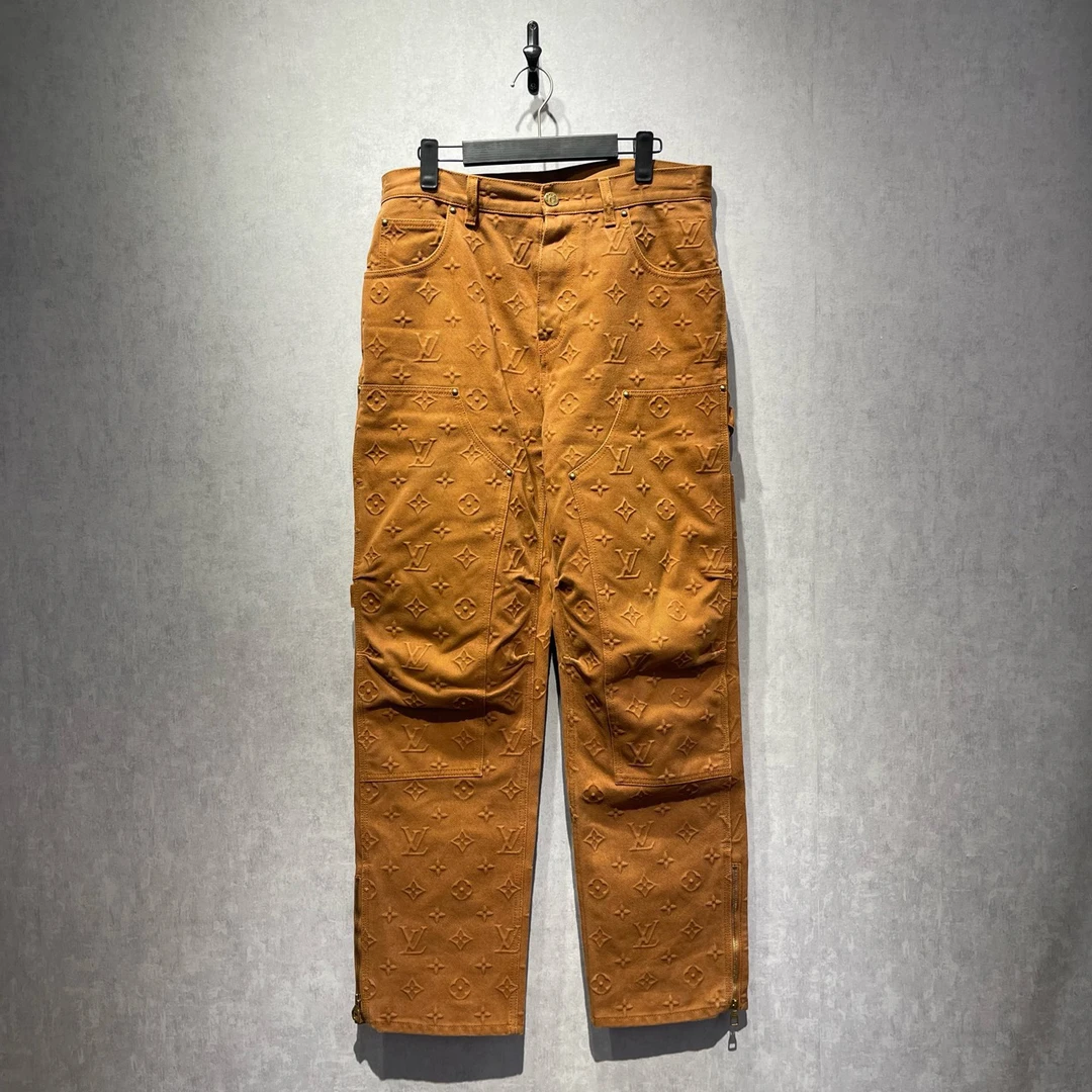 99新 LV 路易威登 棕色浮雕满印伐木牛仔裤/32码/17500