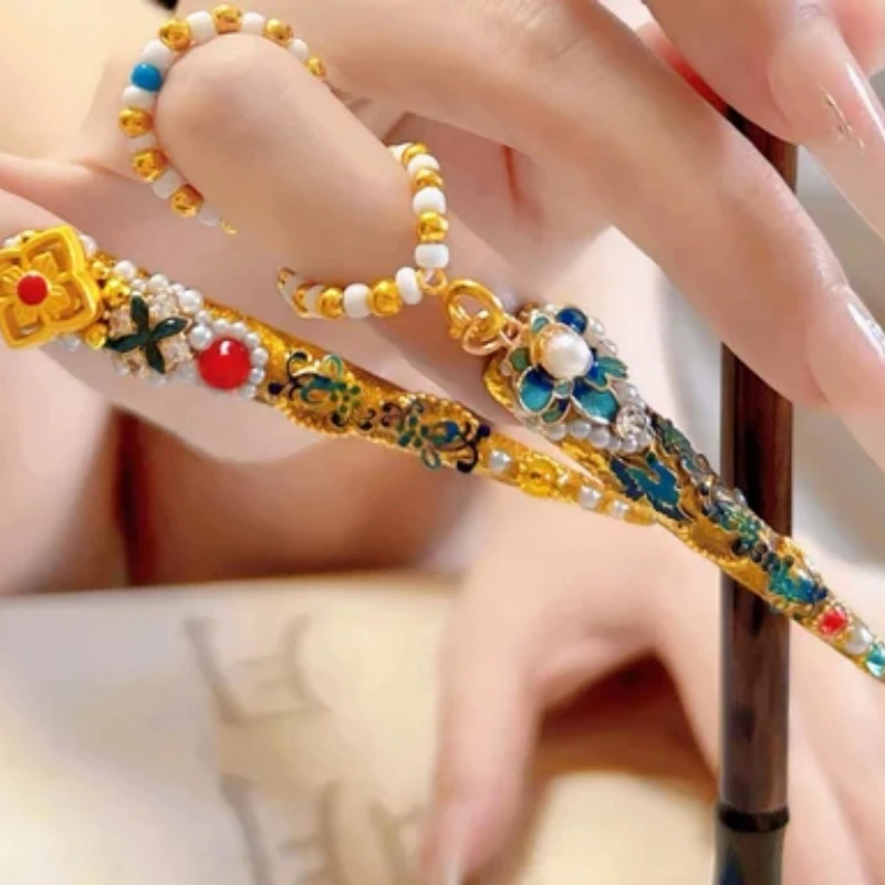 丽蒂妮纯手工护甲穿戴甲日常奢华重工美甲过款专拍复古中长款气质