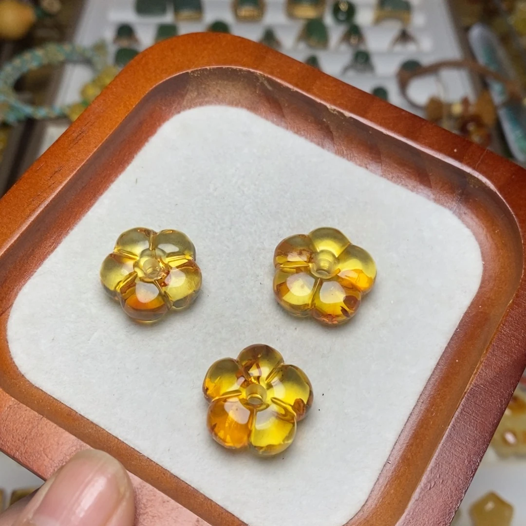 琥珀未镶嵌裸石花珀花花