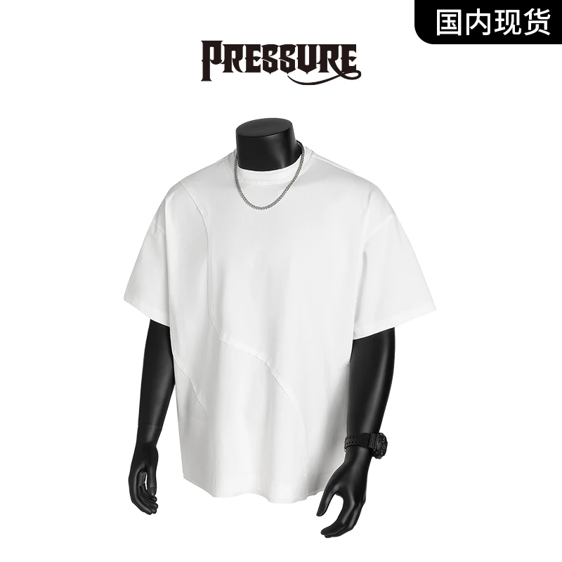 PRESSURE简约短袖t恤男士夏季美式高级感情侣潮牌打底衫休闲上衣