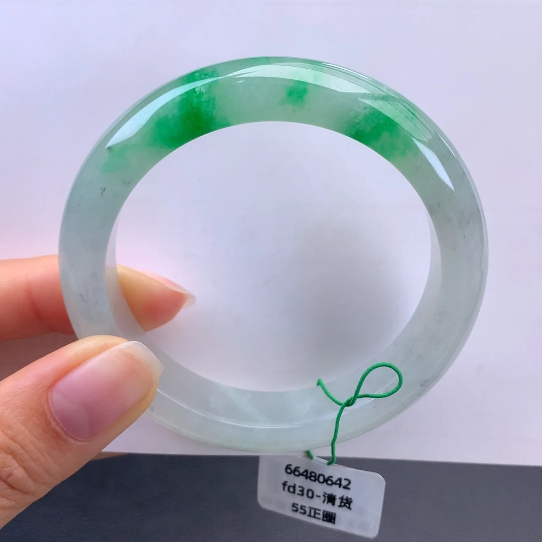 翡翠未镶嵌手镯冰飘阳绿手镯（完整强推）