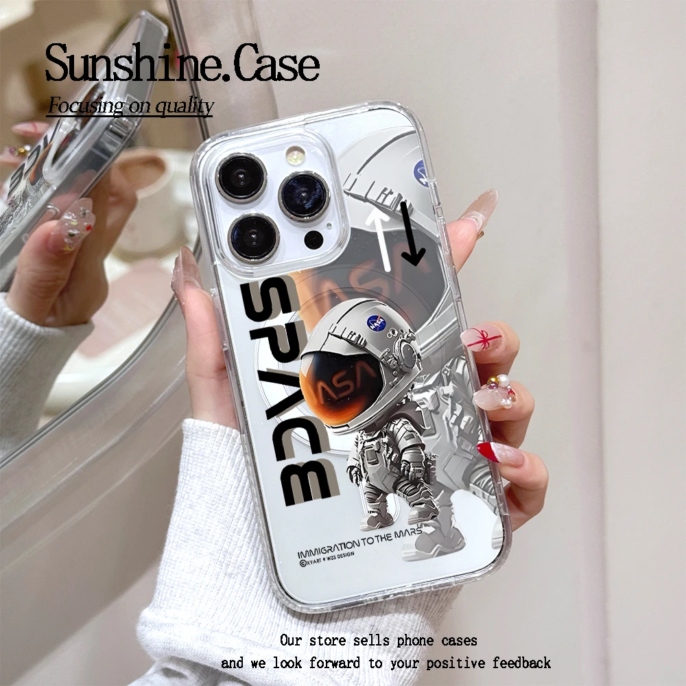 【亚克力磁吸】太空人高透手机壳适用苹果16promax/15/14防摔