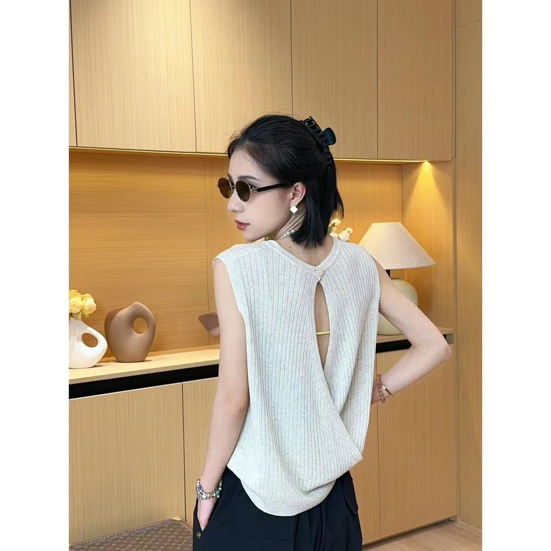 2024夏款 竖纹简约无袖宽松显瘦上衣 2405B2246