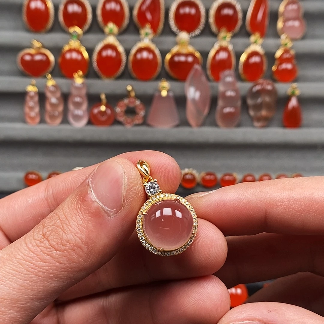 南红玛瑙银S925镶嵌颈饰