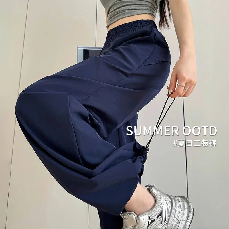 美式工装裤子女款爆款2025新款夏季显瘦直筒裤宽松百搭垂感阔腿裤