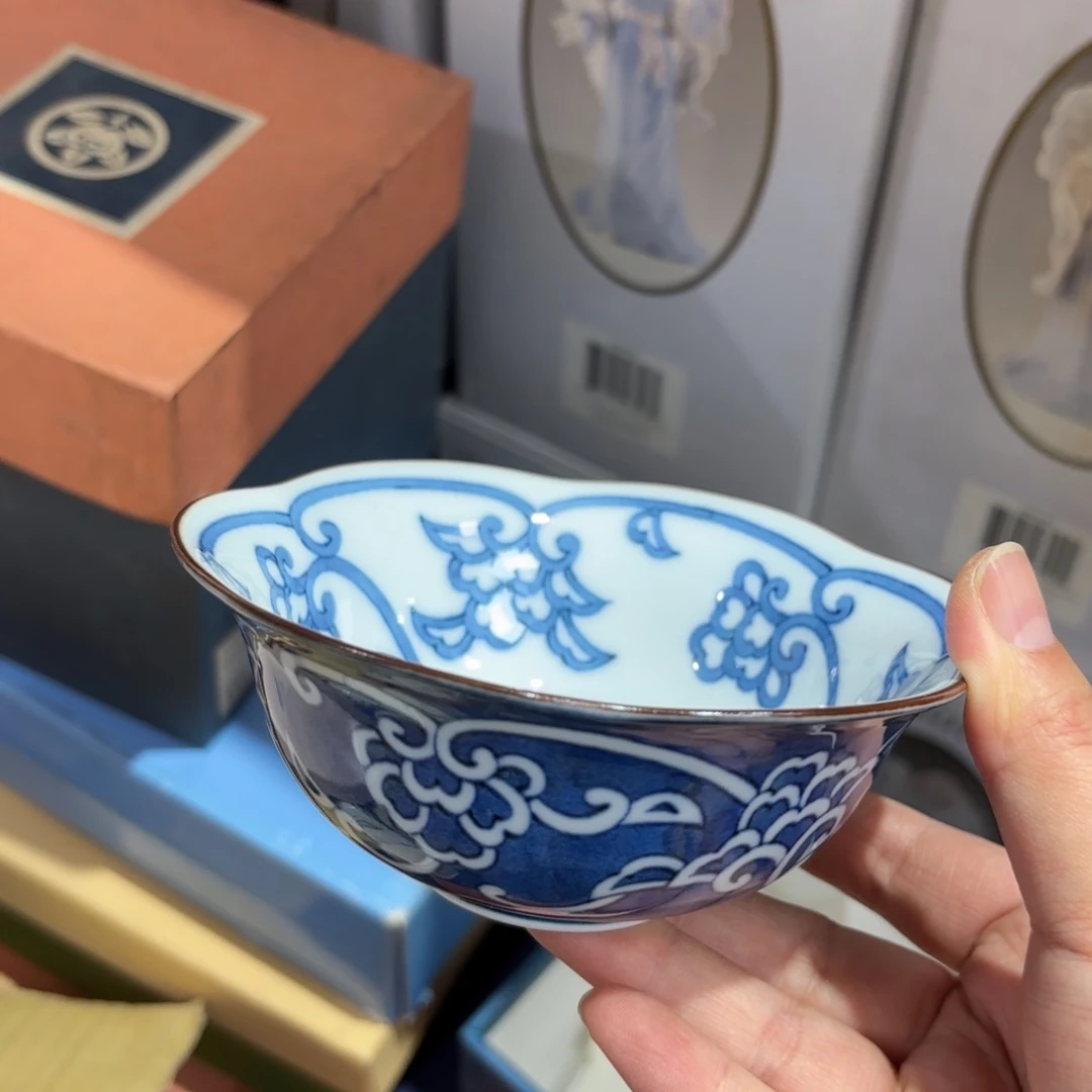 瓷片橘吉青花釉下花口碗一只35