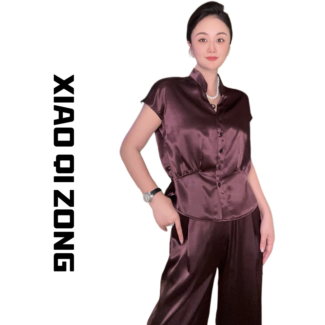 【小琪总】夏季新款醋酸法式V领显瘦高级感气质衬衣