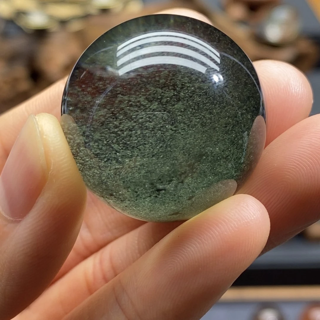 未镶嵌珠宝半成品水晶欢*绿幽灵球