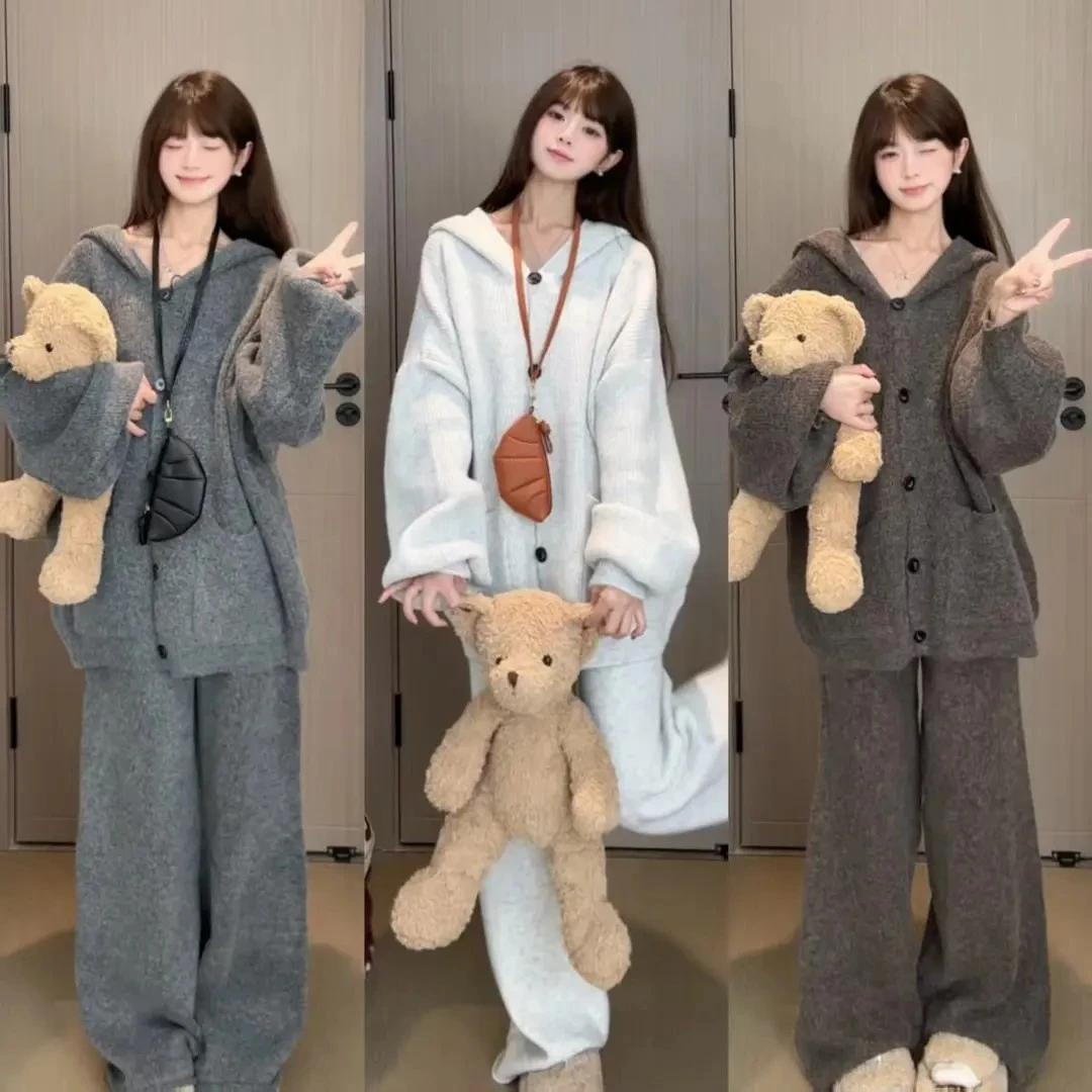 【现货➕运费险】无毛领版秋冬加厚保暖时尚套装加绒韩版时尚休闲风