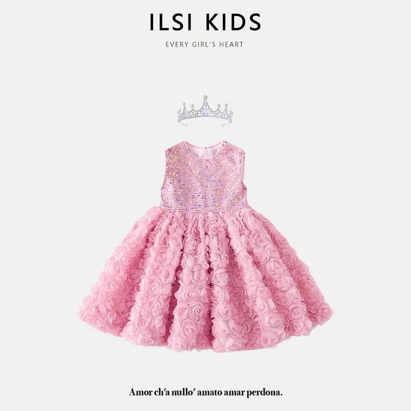 【ILSI】女童夏季连衣裙轻奢背心蓬蓬公主裙宝宝周岁礼服儿童
