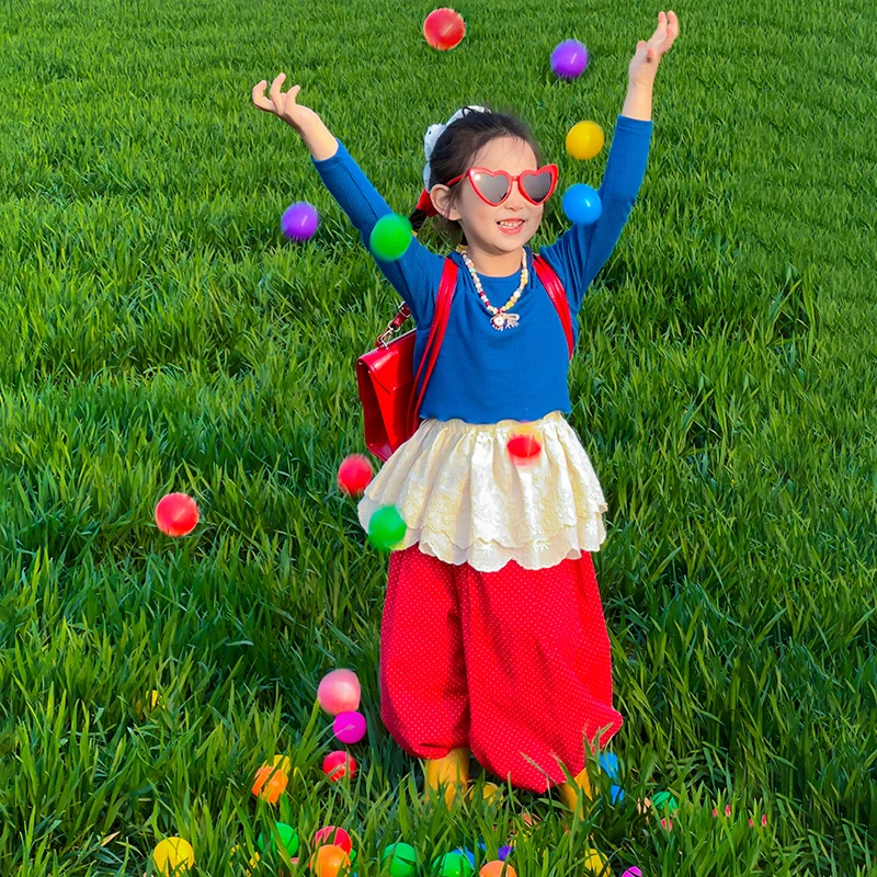 女童春装2025新款爆款儿童多巴胺穿搭套装女孩欧若假日风屁帘裤子