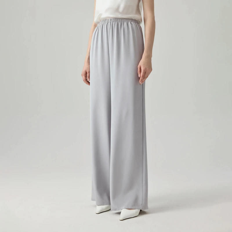 寺山文也 行云/23MM真丝重绉背心套装松紧腰高腰直筒阔腿裤女夏