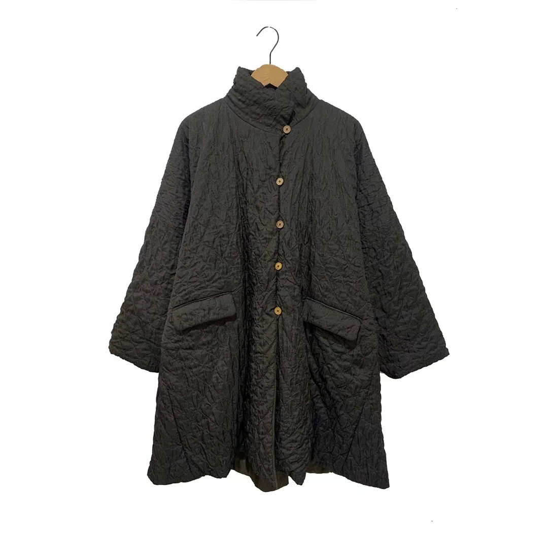 左岸迷香 Z24FW8009 布衣分享原创秋冬复古丝质棉衣棉服长外套