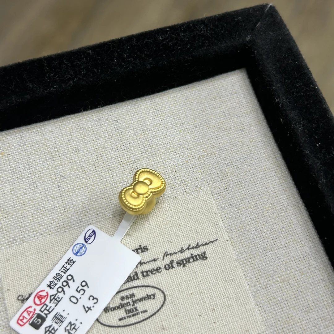 5号足金999黄金童话蝴蝶结转运珠女5D硬金手串纯金手链送女友礼物
