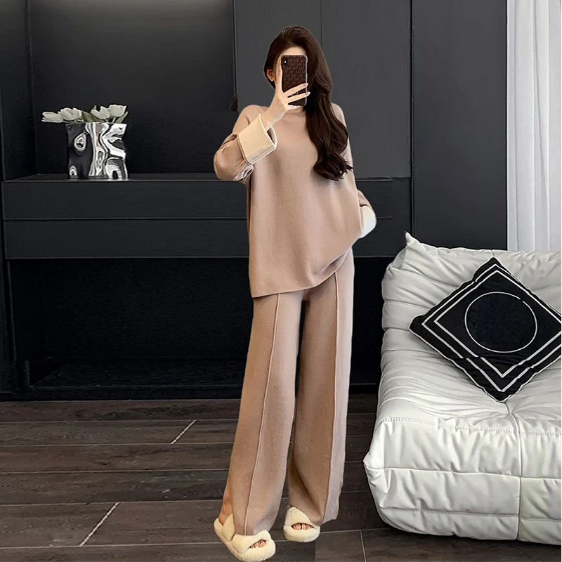 韩系休闲慵懒风时尚套装女秋季新款高级感宽松显瘦长袖针织两件套