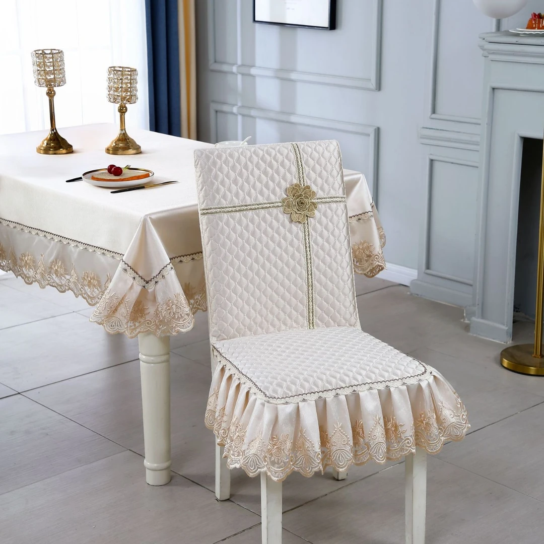 新款现代简约轻奢绗绣餐椅子套全包弹力一体式连体餐厅餐桌坐垫罩
