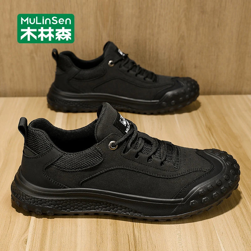 木林森男鞋休闲鞋秋季2025新款户外厚底耐磨运动鞋男士登山劳保鞋