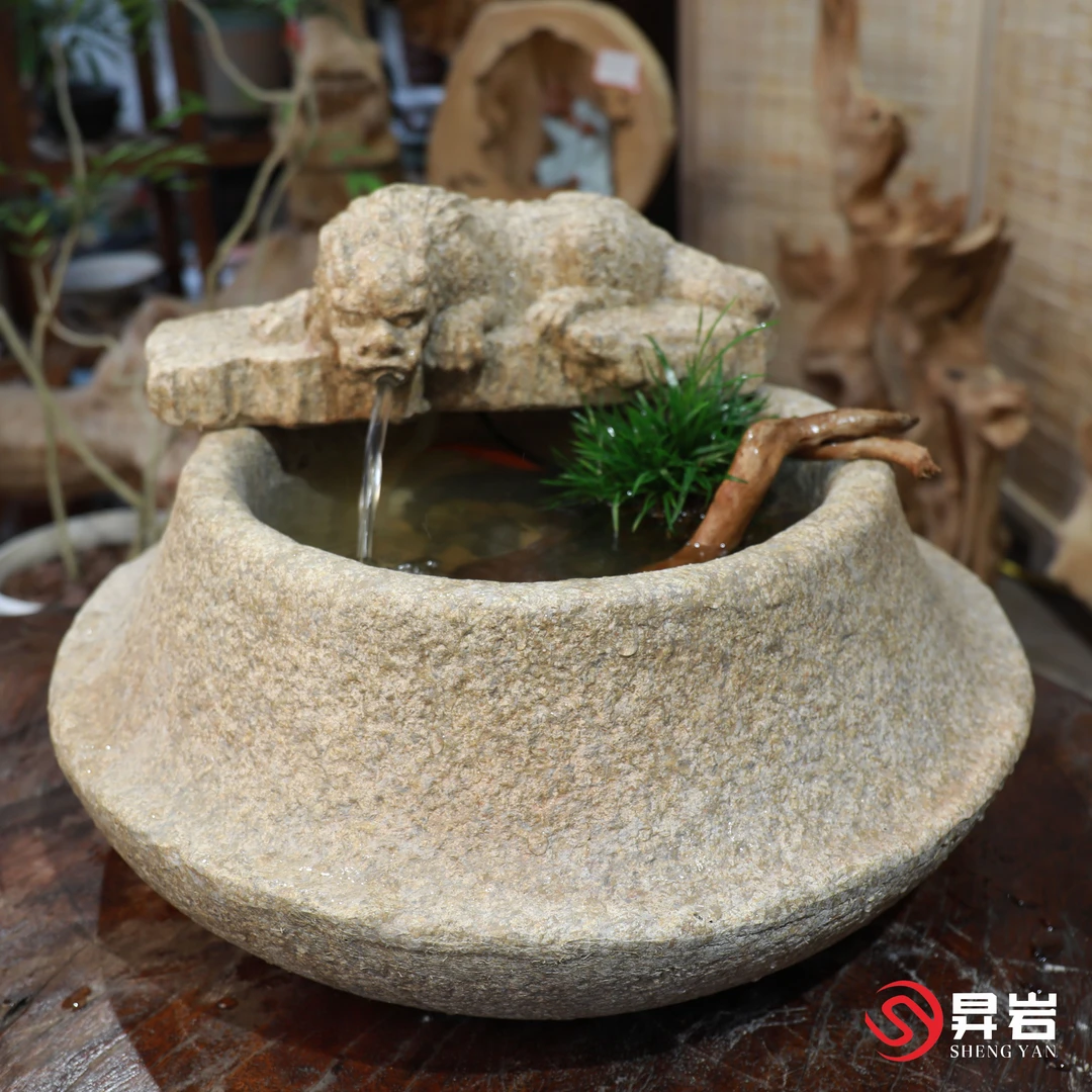 中式仿古盘龙流水茶室桌面流水摆件造景