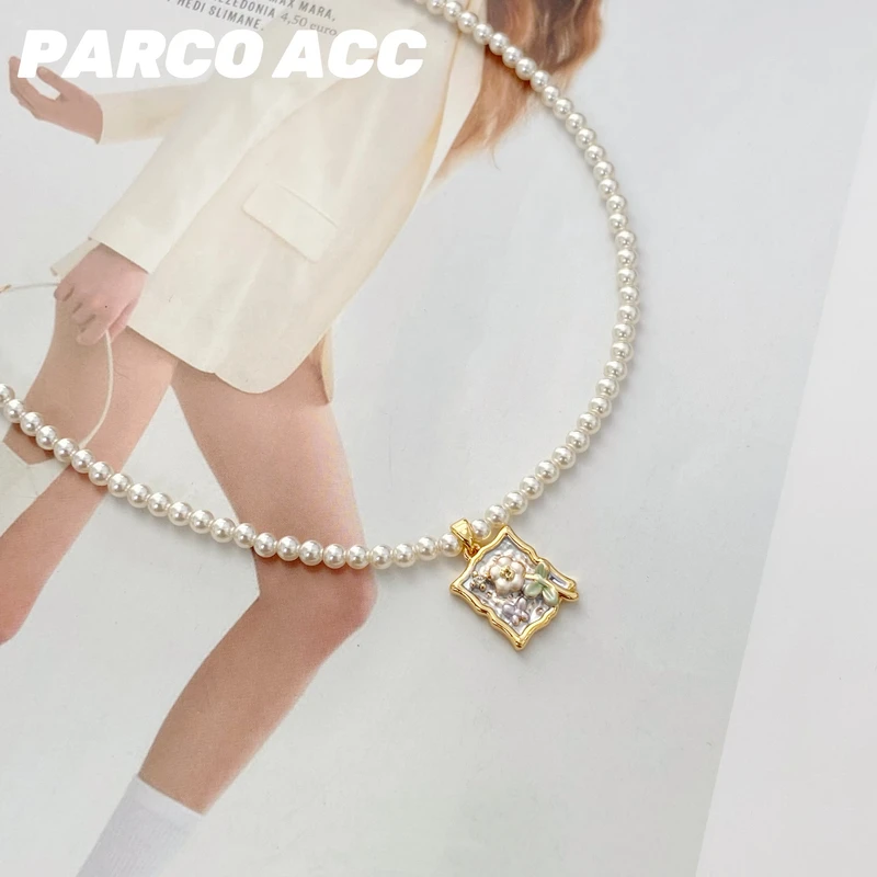 铜合金项链 E204  RENE ROCHAS 紫色花窗项链